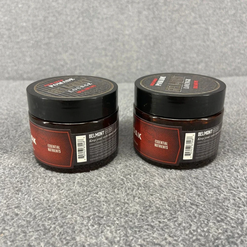 2x Belmont Lounge Pomade‎ Men 4oz Bourbon Oak High Hold Texture Styling Wax READ